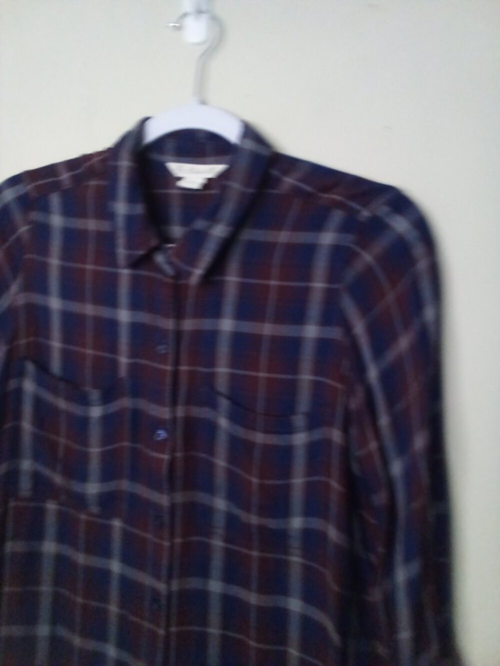 Khakis & Co Women S Button Up 3/4 Sleeve Pockets Plaid Red Blue - Picture 3 of 15